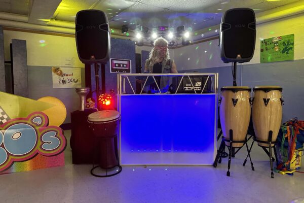 80's party DJ Booth blue small